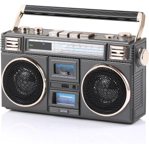 Mini Retro Bluetooth Boombox with Radio and Micro SD Player