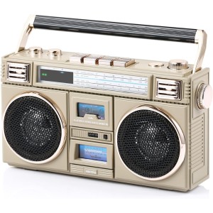 Retro Style Bluetooth Boombox Speaker, USB/TF Card, Vintage Look, Micro SD Player